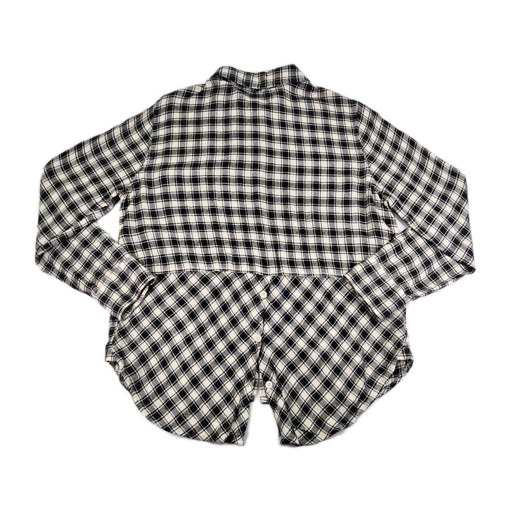 Lucky Brand Buffalo Plaid black Button Up long sleeve split tail Medium Bungalow - Picture 8 of 11